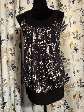 Black and White Splatter Print Sleeveless Blouse Size M Maternity Candy Rain B18